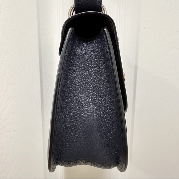 Coach Remi Saddle Bag Midnight Pebble Leather Daisy Appliqué - Picture 8 of 16